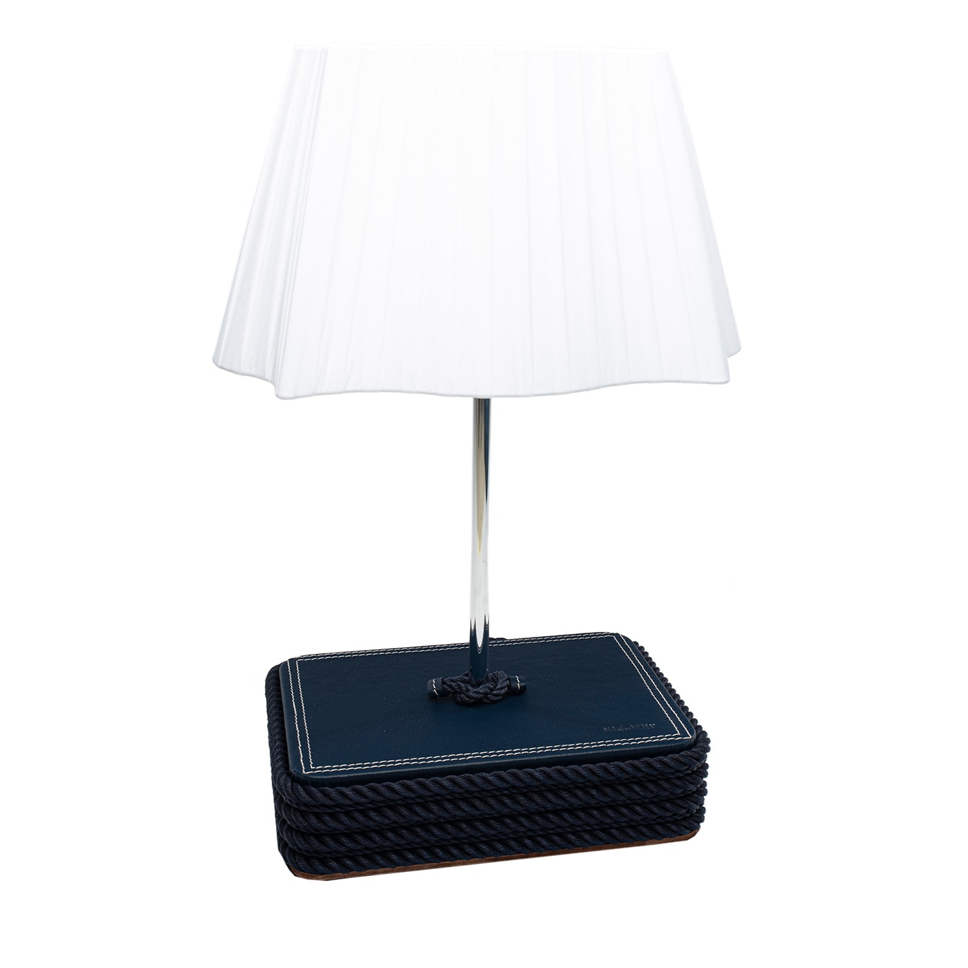 Lampada da tavolo blu con base rettangolare grande