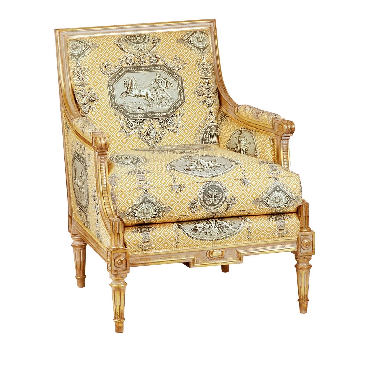 Poltrona Bergère in stile Toile-de-Jouy Luigi XVI