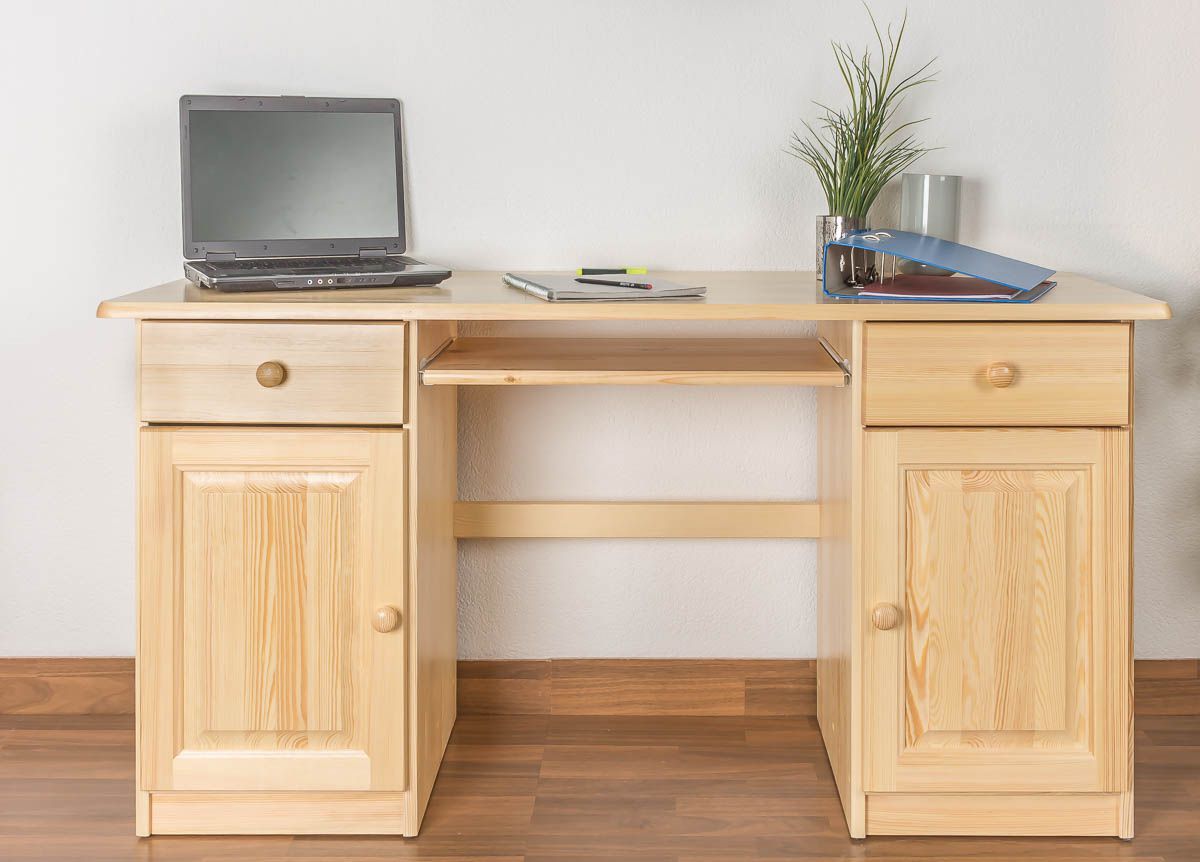 Scrivania "004", pino massiccio, finitura naturale - 74 x 136 x 55 cm (h x l x p)