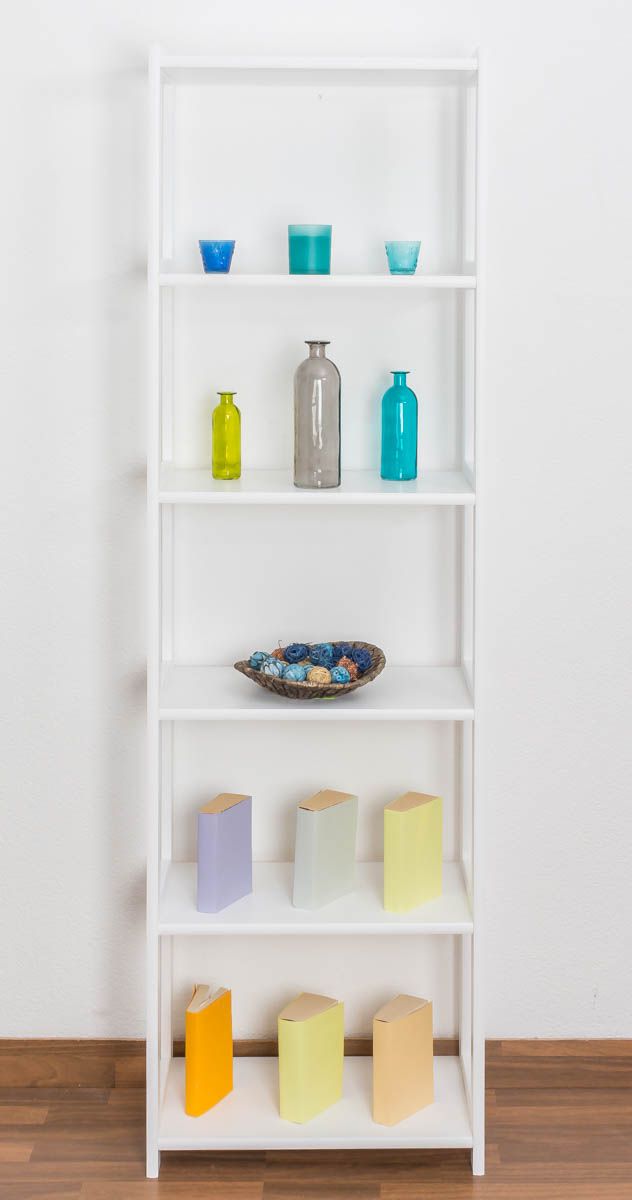 Scaffale in pino massello laccato bianco "Junco 54C" – 200 x 60 x 30 cm (h x l x p)