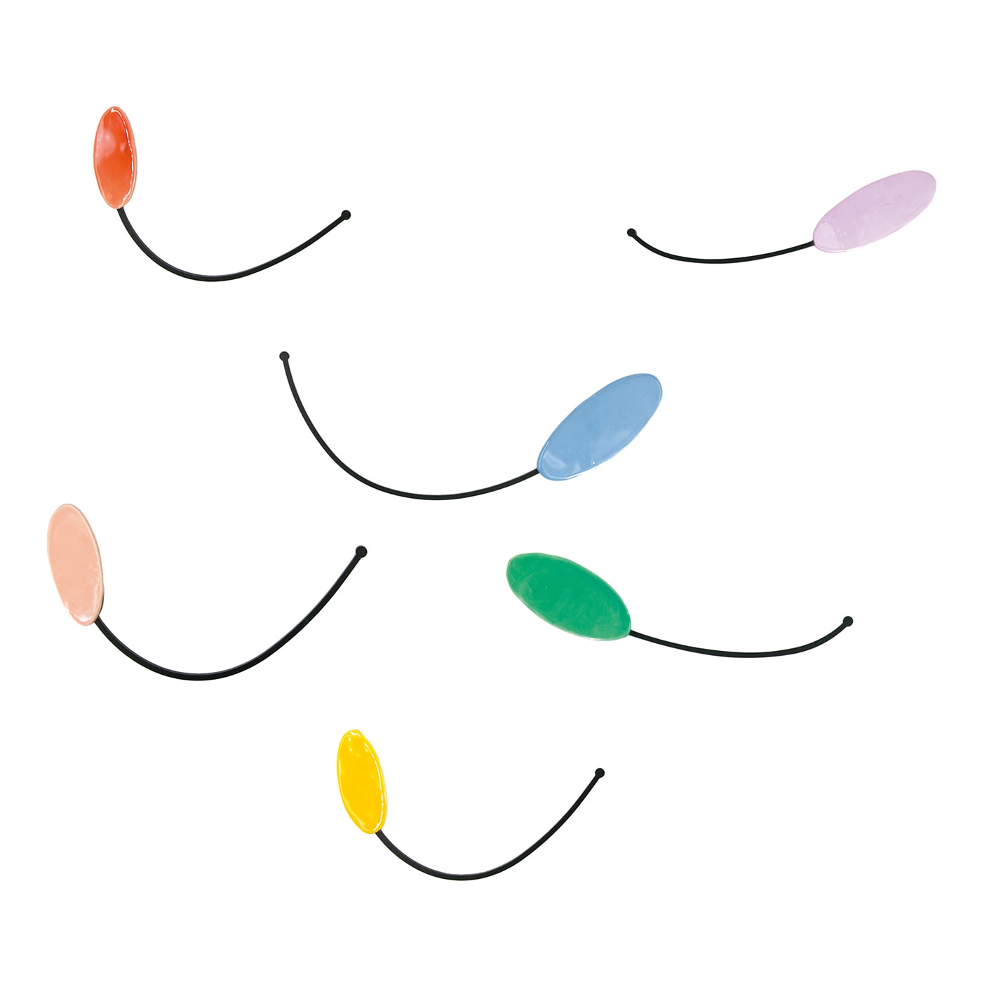 Set di 6 Ganci in Ceramica Policroma e Metallo Divertissement