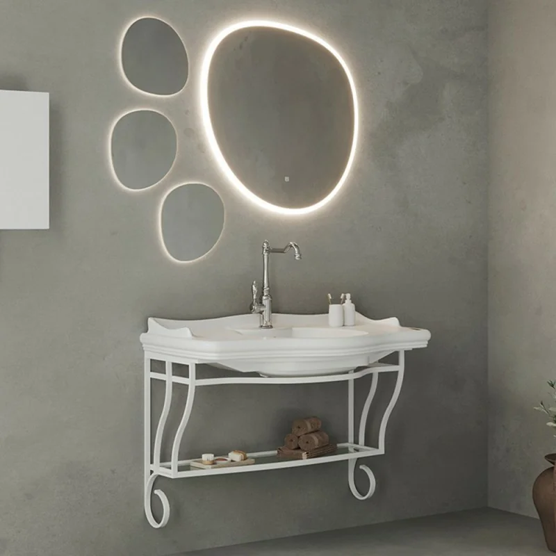 Mobile bagno sospeso 115 cm in metallo bianco con lavabo Gardenia