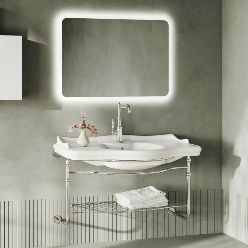 Mobile bagno sospeso 115 cm in metallo cromato con lavabo Gardenia