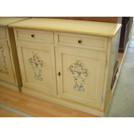 CREDENZA LEGNO 2 ANTE DECORATO A MANO L 105 P 42 H 85