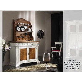 MOBILE CREDENZA BASE LEGNO MASSELLO COL BIANCO ANTICATO BICOLORE X SALA SALOTTO