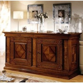 MOBILE CREDENZA STILE BASSANO INTARSIATA LEGNO MASSELLO
