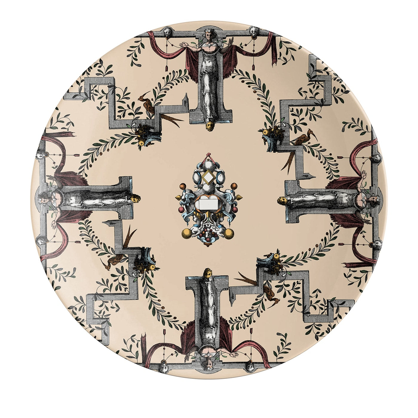 Pompei Piatto Piano in porcellana con disegno di grottesca #4