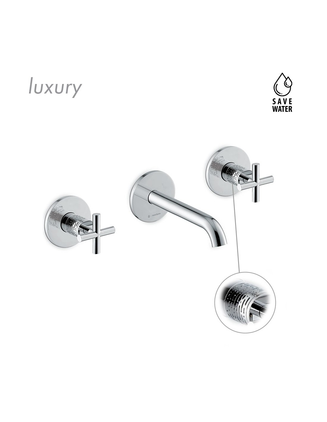 Newform - Blink LUXURY Gruppo lavabo completo 3 fori a parete - 70920+27753