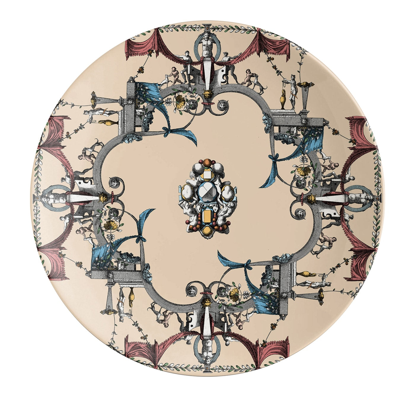 Pompei Piatto Piano in porcellana con disegno di grottesca #2