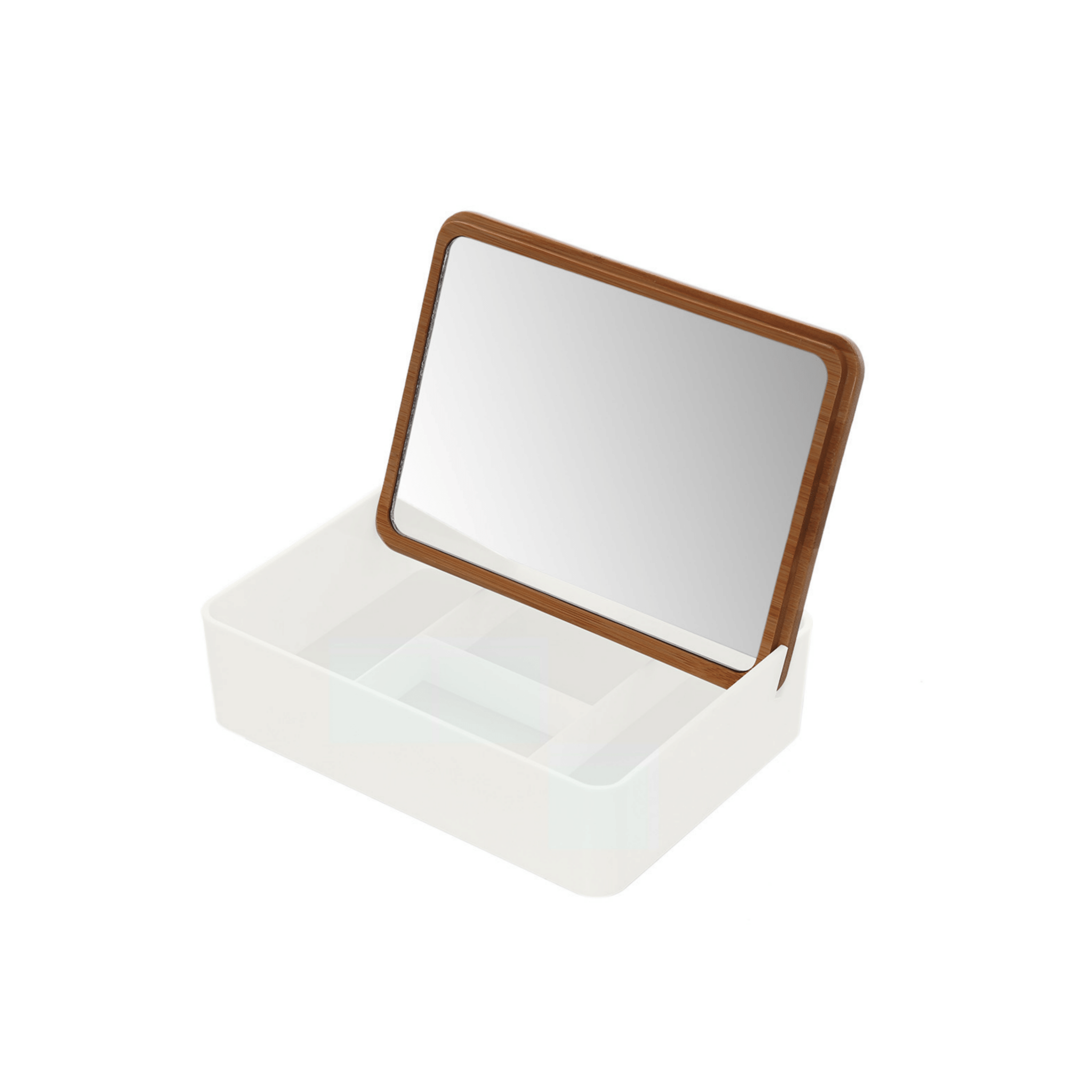 Organizer Porta Cosmetici Quadrato Con Coperchio e Specchio Feridras "Smack" Bianco