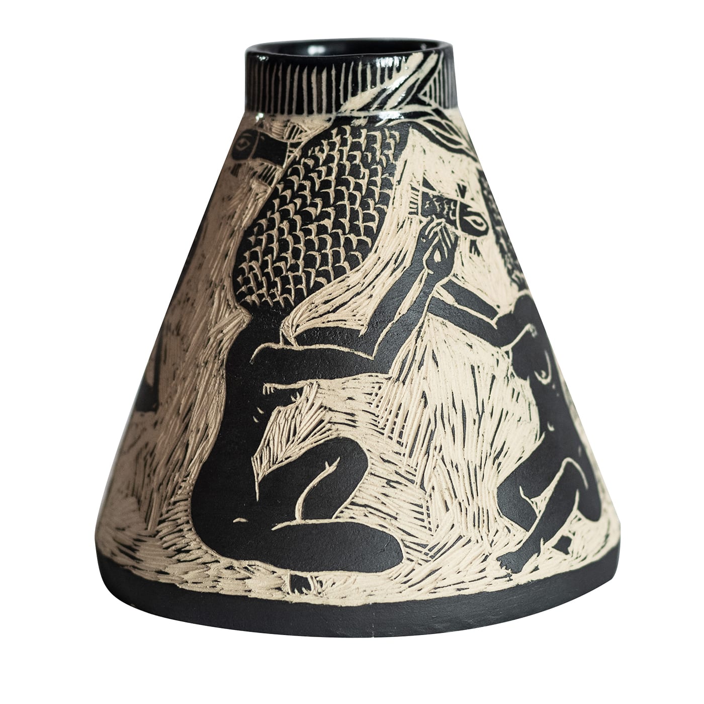 Vaso Grès beige e nero Nascondino