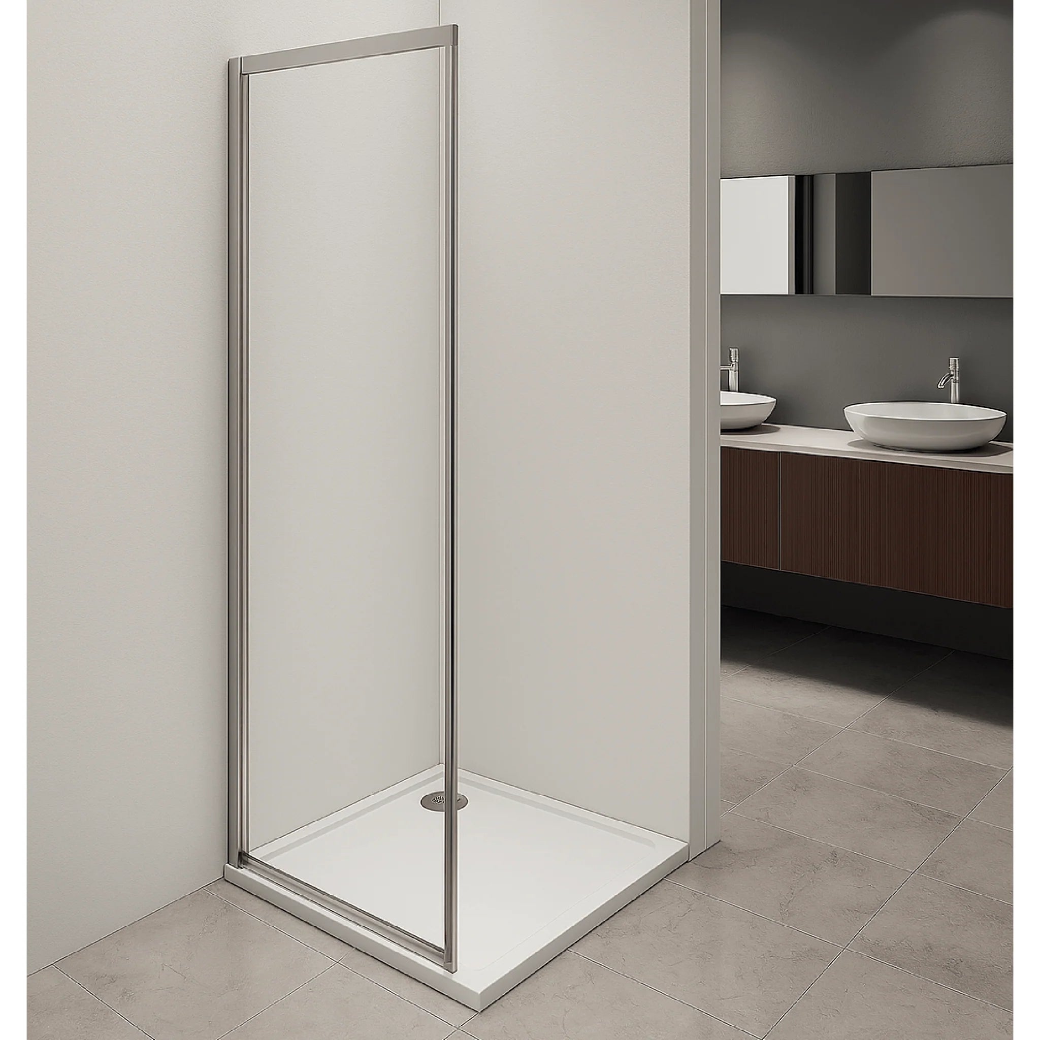 Parete Fissa Per Box Doccia Angolare Est.68-70 Cm Giava "Style" Argento Lucido/Vetro Trasparente