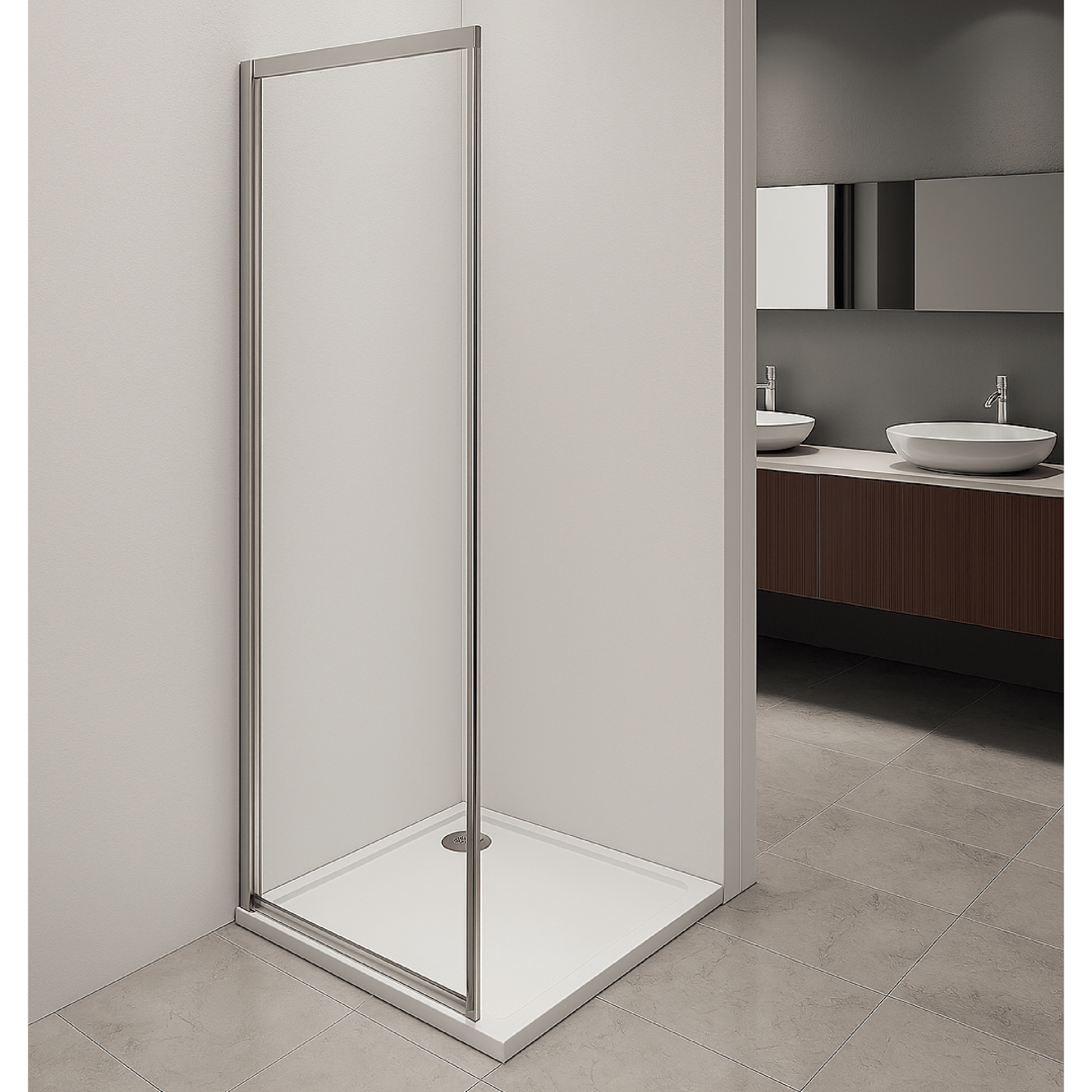 Parete Fissa Per Box Doccia Angolare Est.78-80 Cm Giava "Style" Argento Lucido/Vetro Trasparente