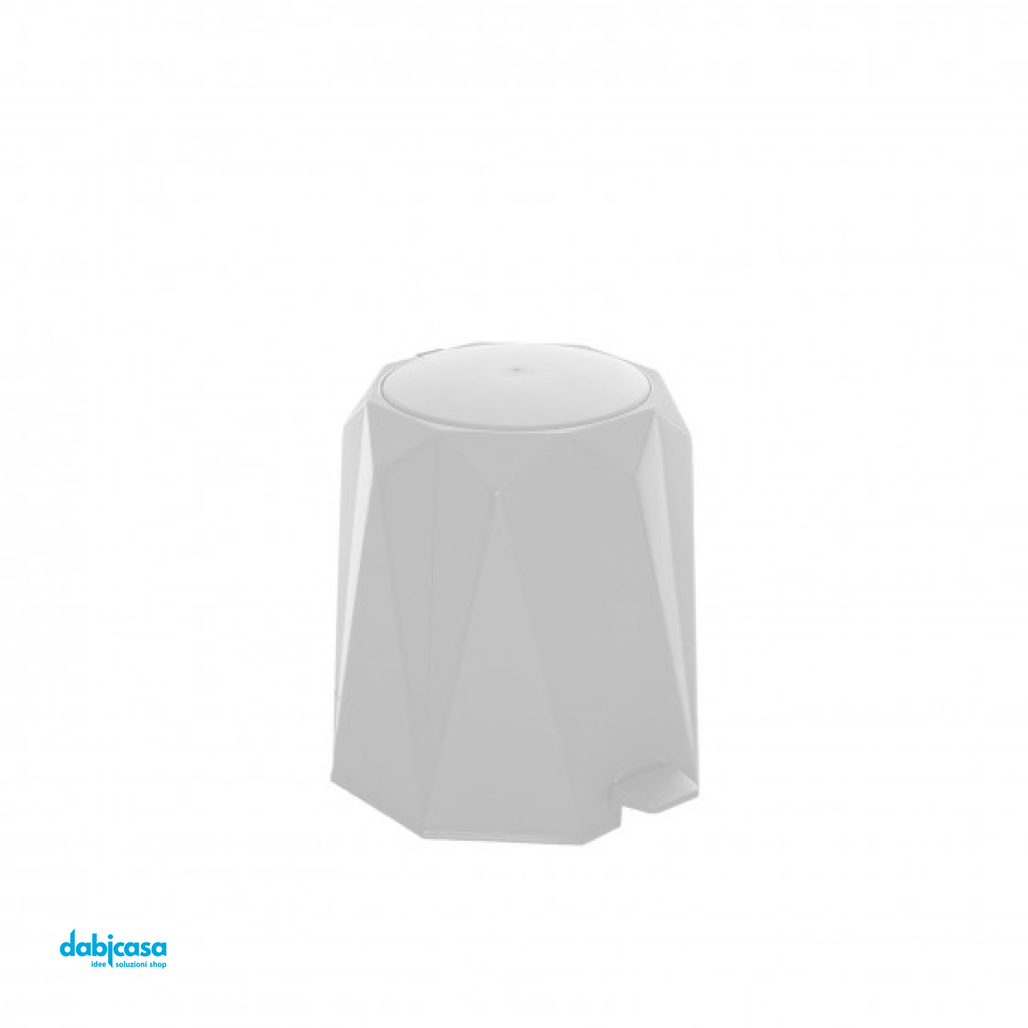 Pattumiera "Diamond" In Plastica 6 Lt Con Pedale Colore Bianco