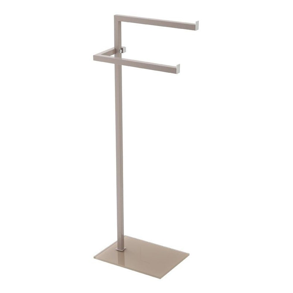 PIANTANA PORTA ASCIUGAMANI BAGNO DOPPIA BASE VETRO FULL TORTORA 20x28xh.86,5cm FERIDRAS 810012