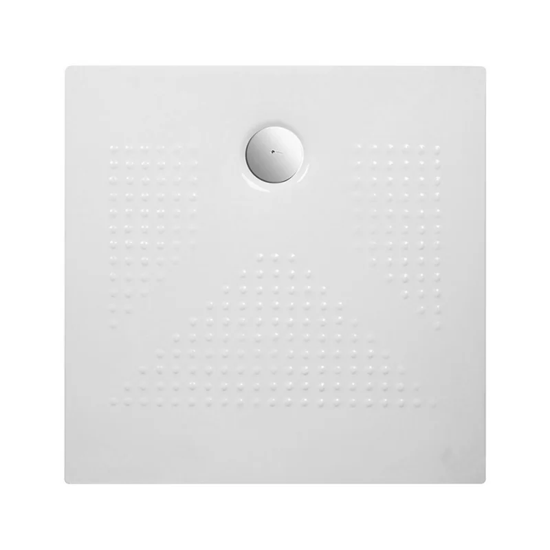 Piatto doccia quadrato 80x80 H3 cm in ceramica bianco opaco con antiscivolo Ruy