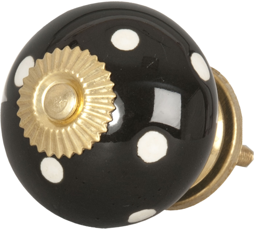 Pomello Nero Con Pois Bianchi