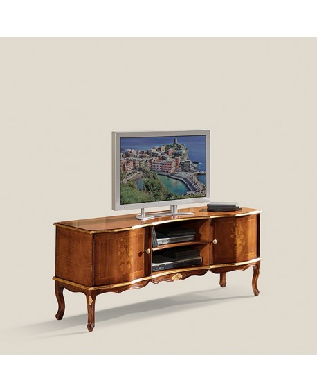 PORTA TV 2 ANTE legno massello profilo oro foglia con intasio