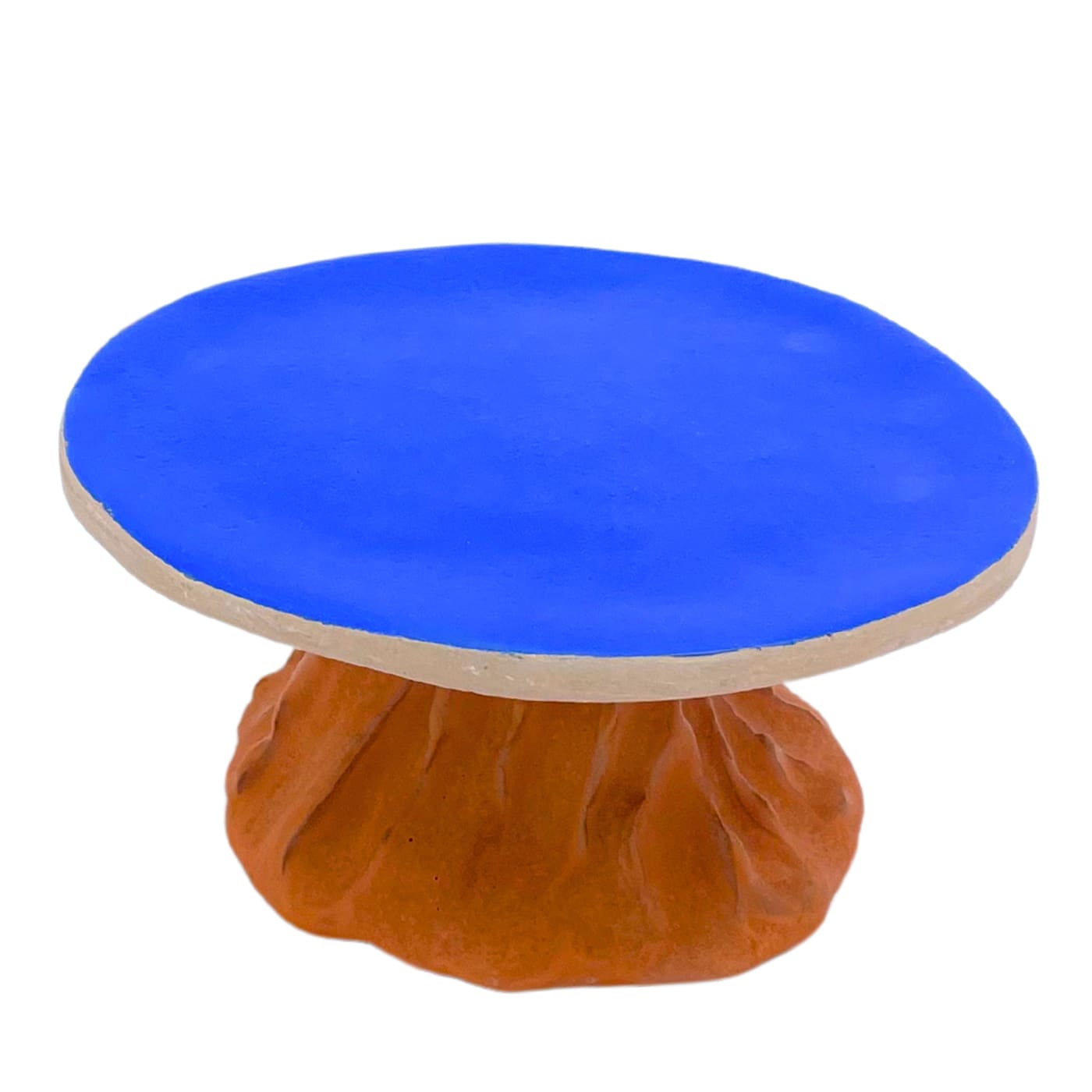 Alzata in Ceramica Serie Fungo Blu Klein e Arancione Opaco