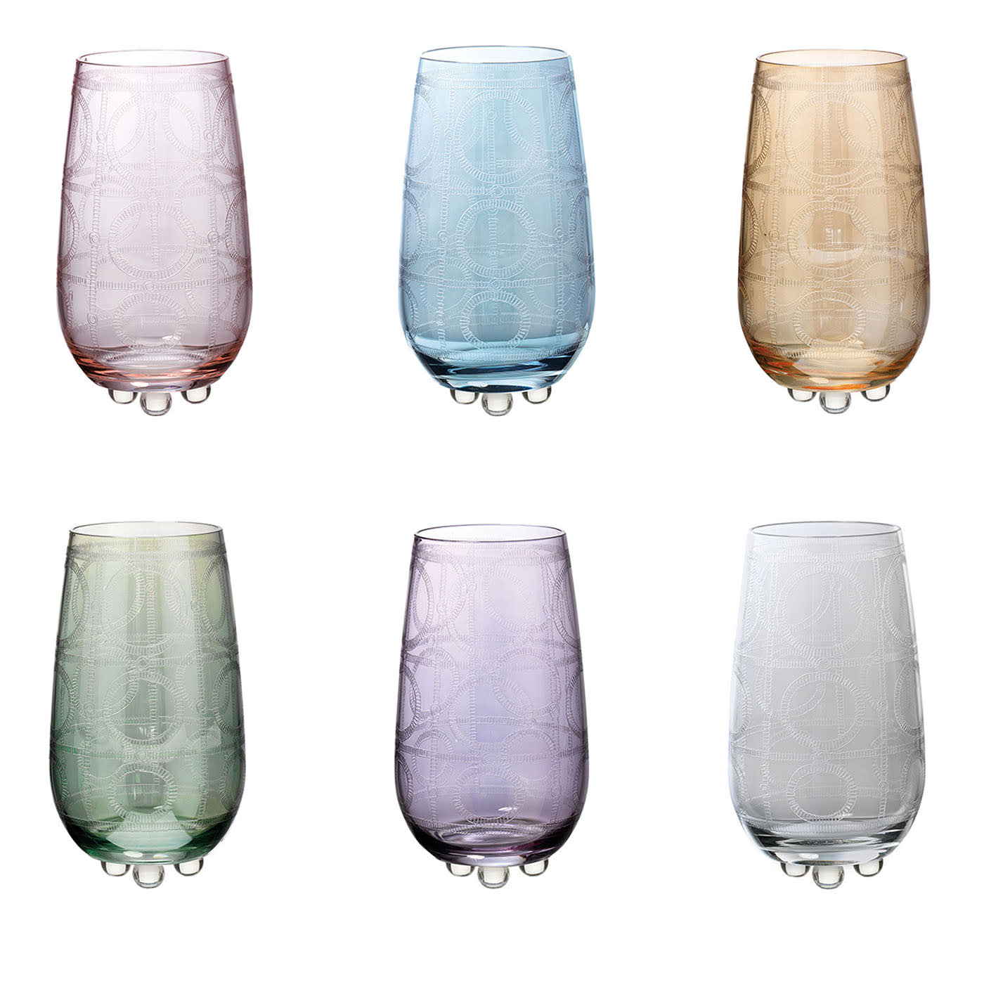 Set di 6 bicchieri Perle Polychrome a fantasia