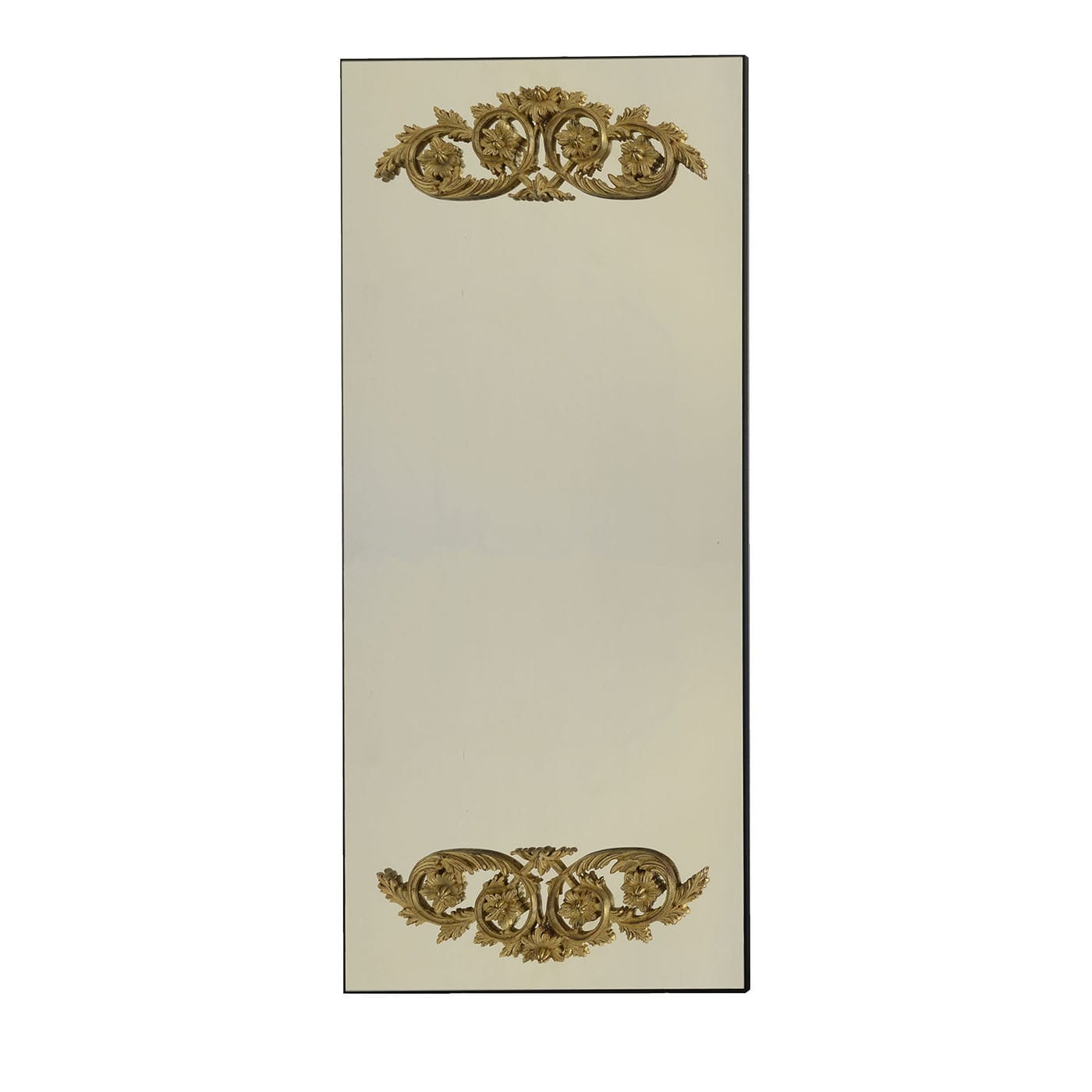 Specchio da Parete Rettangolare in Legno di Tiglio con Foglia d'Oro Antichizzata Kafka