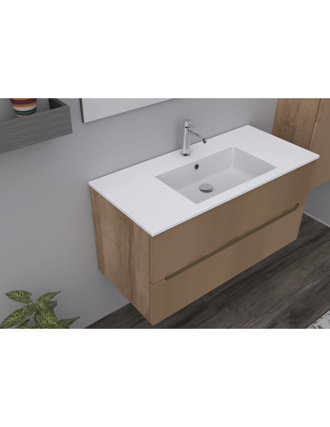 RIVESHOP - CANALETTO mobile sospeso 2 cassetti 100x45 rovere - CANALETTO100ROVERE