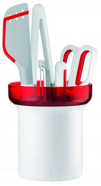 Set 5 Utensili Con Contenitore Rosso