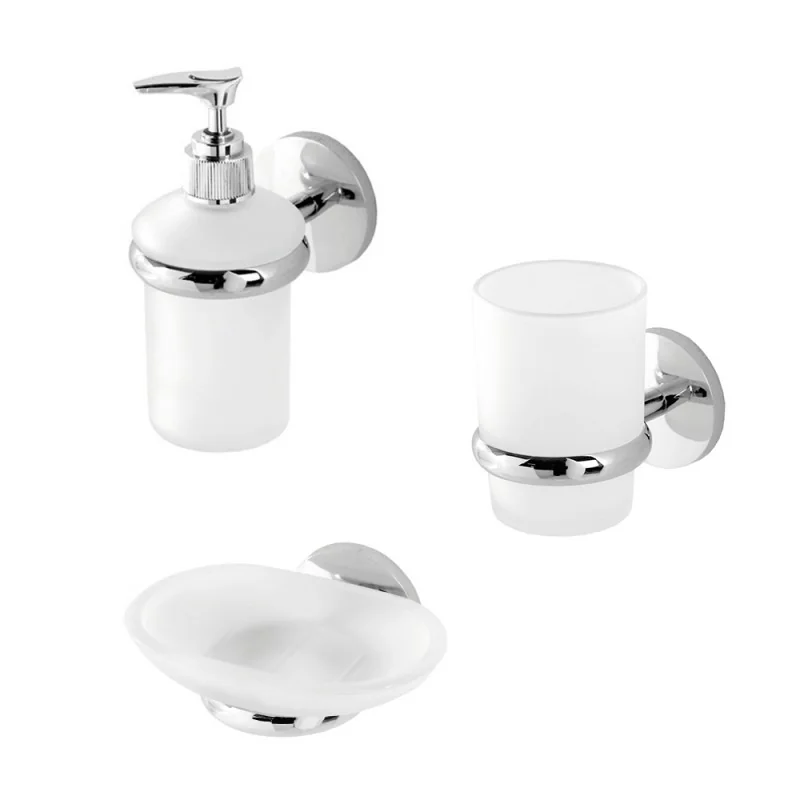 Set accessori a muro 3 pezzi in acciaio cromato e viti incluse Bora