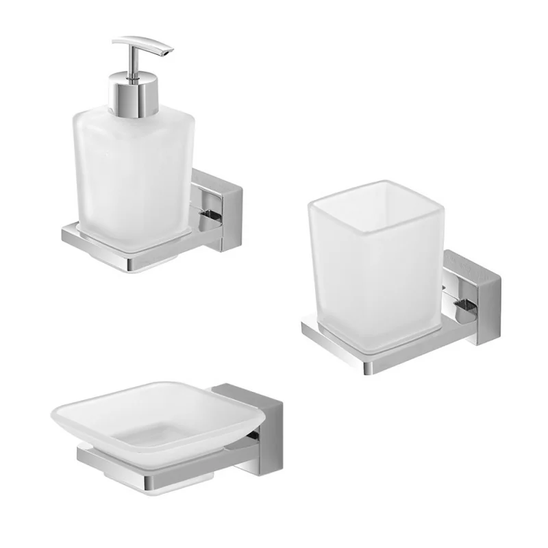 Set accessori a muro 3 pezzi in acciaio cromato e viti incluse Velvet