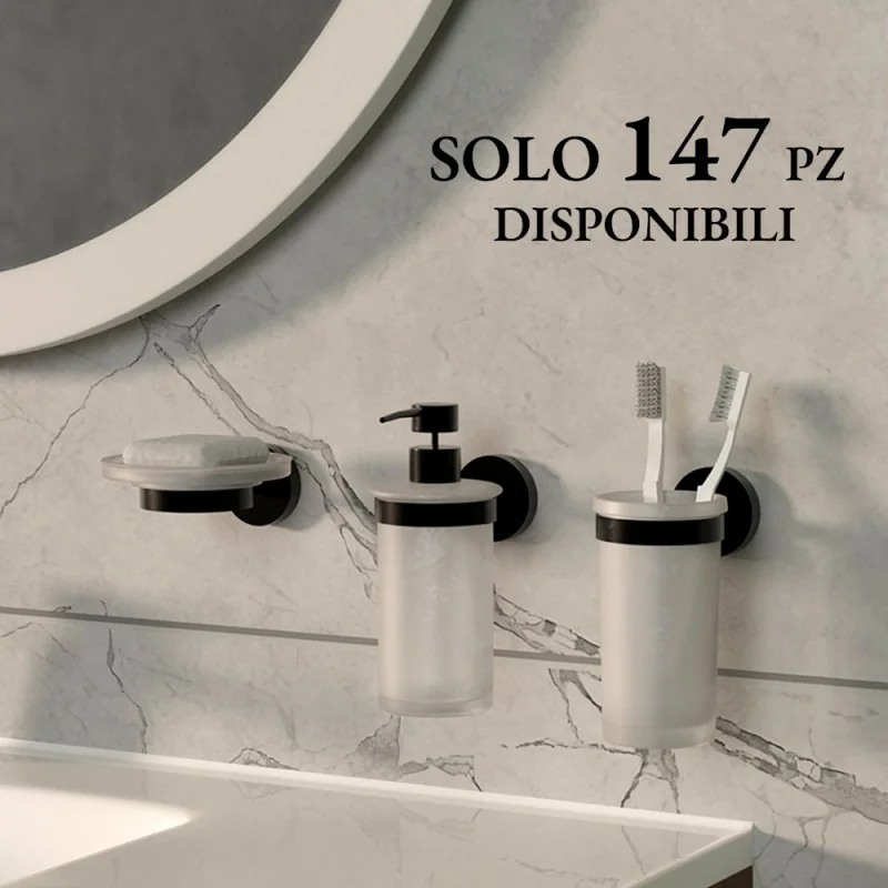 Set accessori a muro 3 pezzi in acciaio nero opaco e viti incluse Chic Black