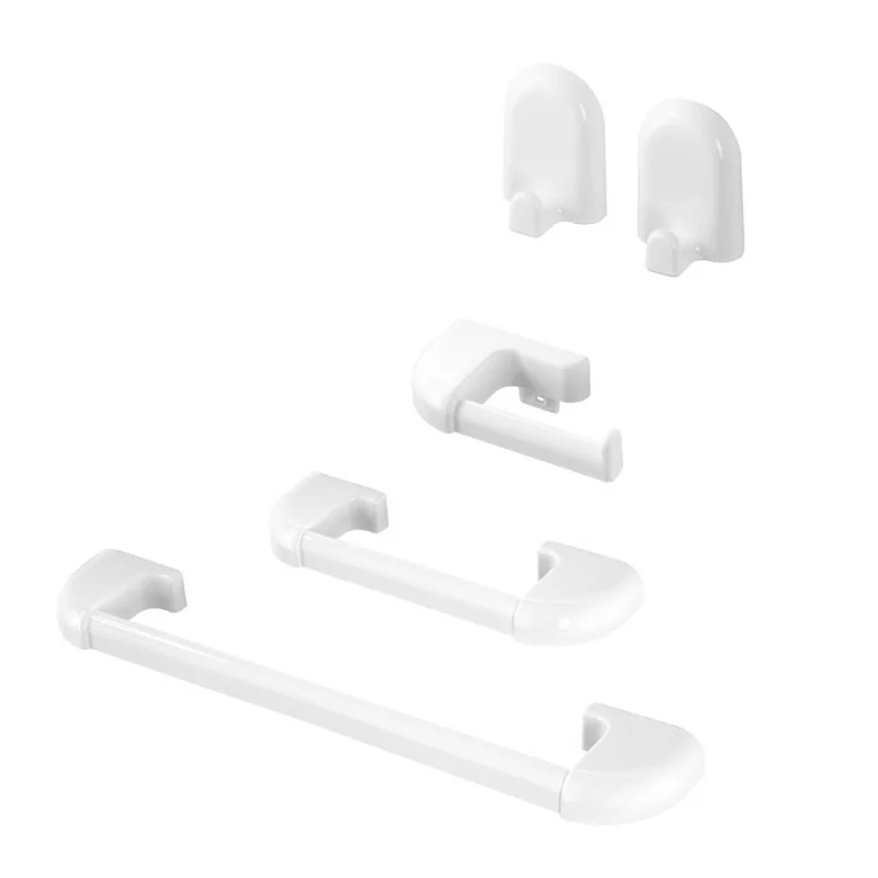 Set accessori a muro 5 pezzi in ABS bianco con doppio fissaggio Gioia