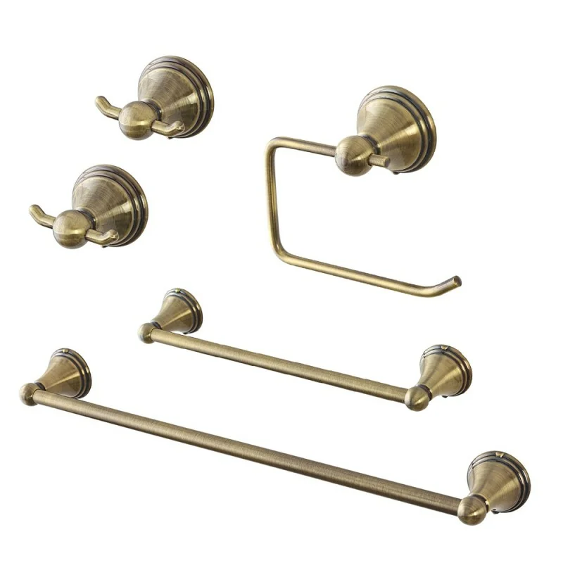 Set accessori a muro 5 pezzi in acciaio con finitura bronzo e viti incluse Iris