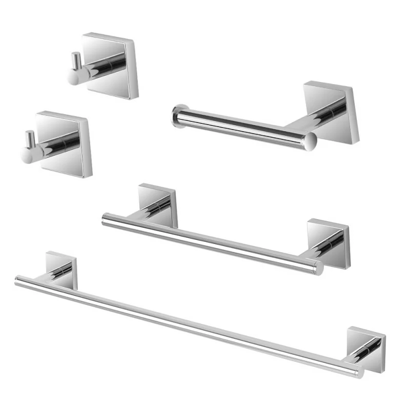 Set accessori a muro 5 pezzi in acciaio cromato e viti incluse Easy