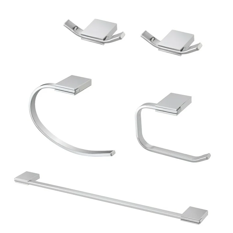 Set accessori a muro 5 pezzi in acciaio cromato e viti incluse Futura