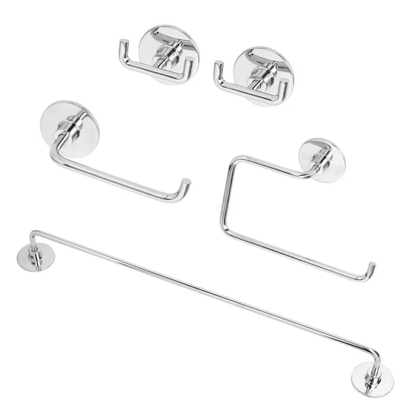 Set accessori a muro 5 pezzi in acciaio cromato e viti incluse Idea