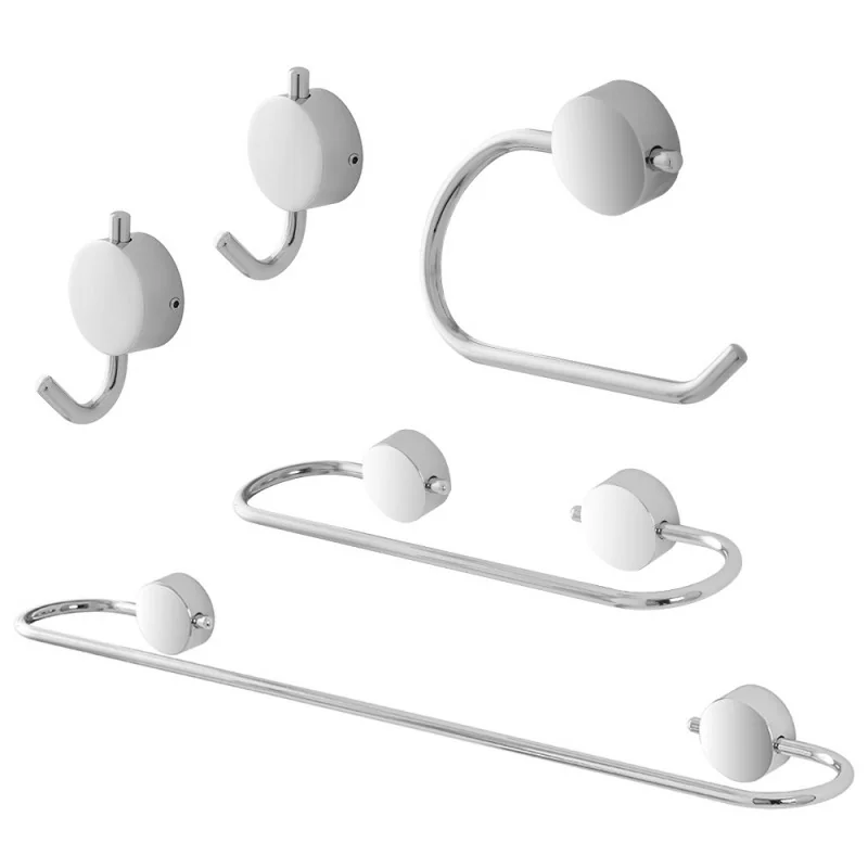 Set accessori a muro 5 pezzi in acciaio cromato e viti incluse Plaza