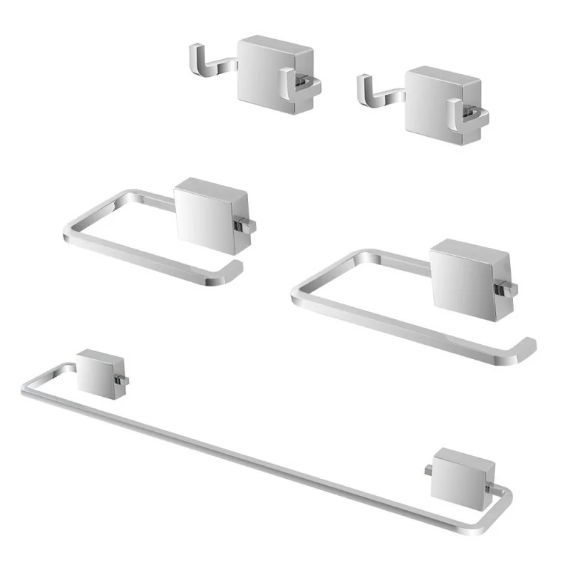 Set accessori a muro 5 pezzi in acciaio cromato e viti incluse Velvet