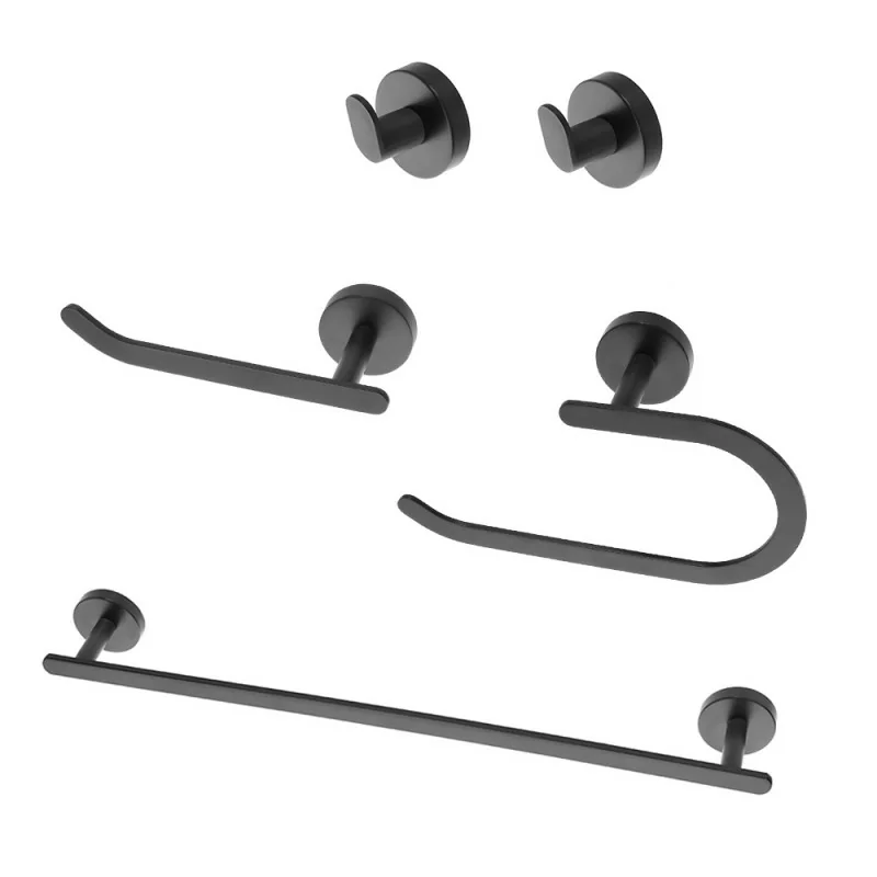 Set accessori a muro 5 pezzi in acciaio nero opaco e viti incluse Chic Black