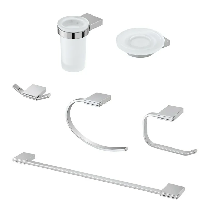 Set accessori a muro 6 pezzi in acciaio cromato e viti incluse Futura