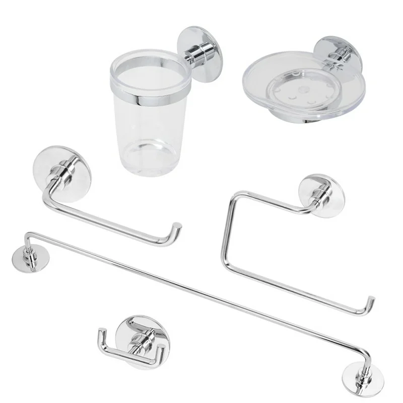 Set accessori a muro 6 pezzi in acciaio cromato e viti incluse Idea