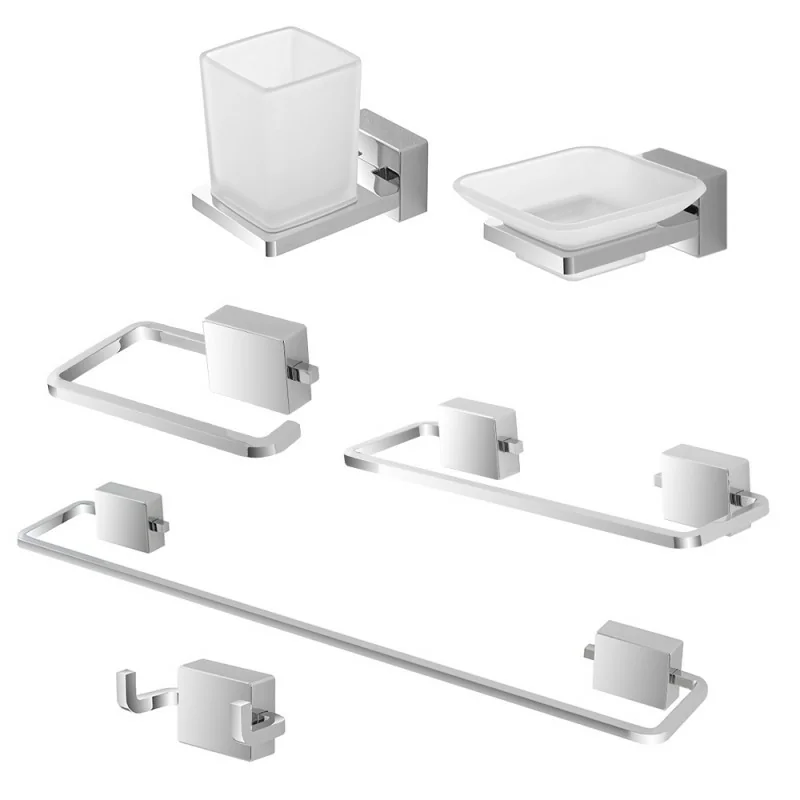 Set accessori a muro 6 pezzi in acciaio cromato e viti incluse Velvet