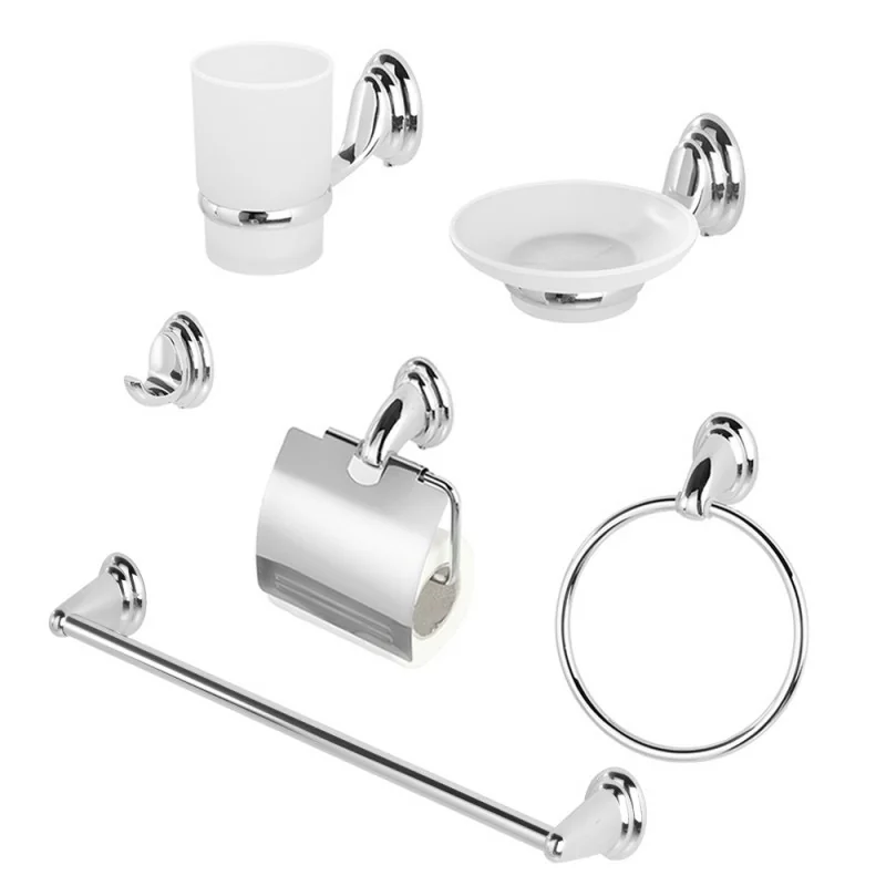 Set accessori a muro 6 pezzi in acciaio cromato viti incluse Facile