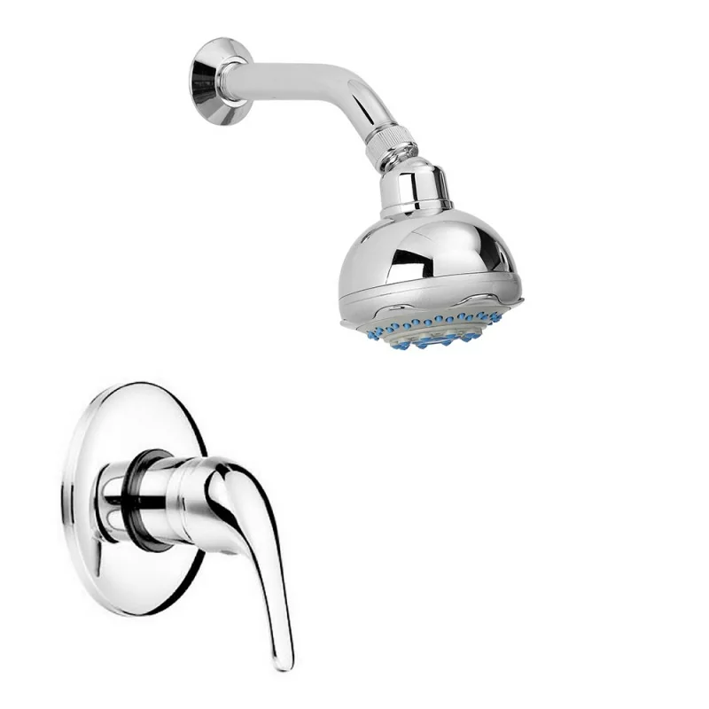 Set doccia a incasso cromo con braccio e soffione multi-getto in acciaio Fast