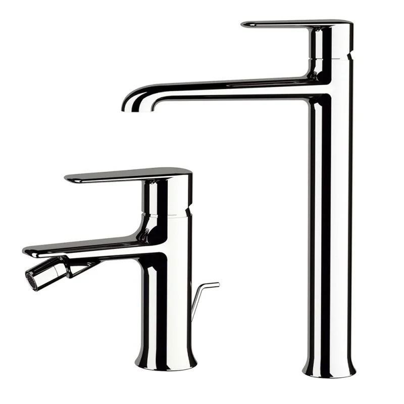 Set miscelatori lavabo alto e bidet in ottone cromato linea Armonia
