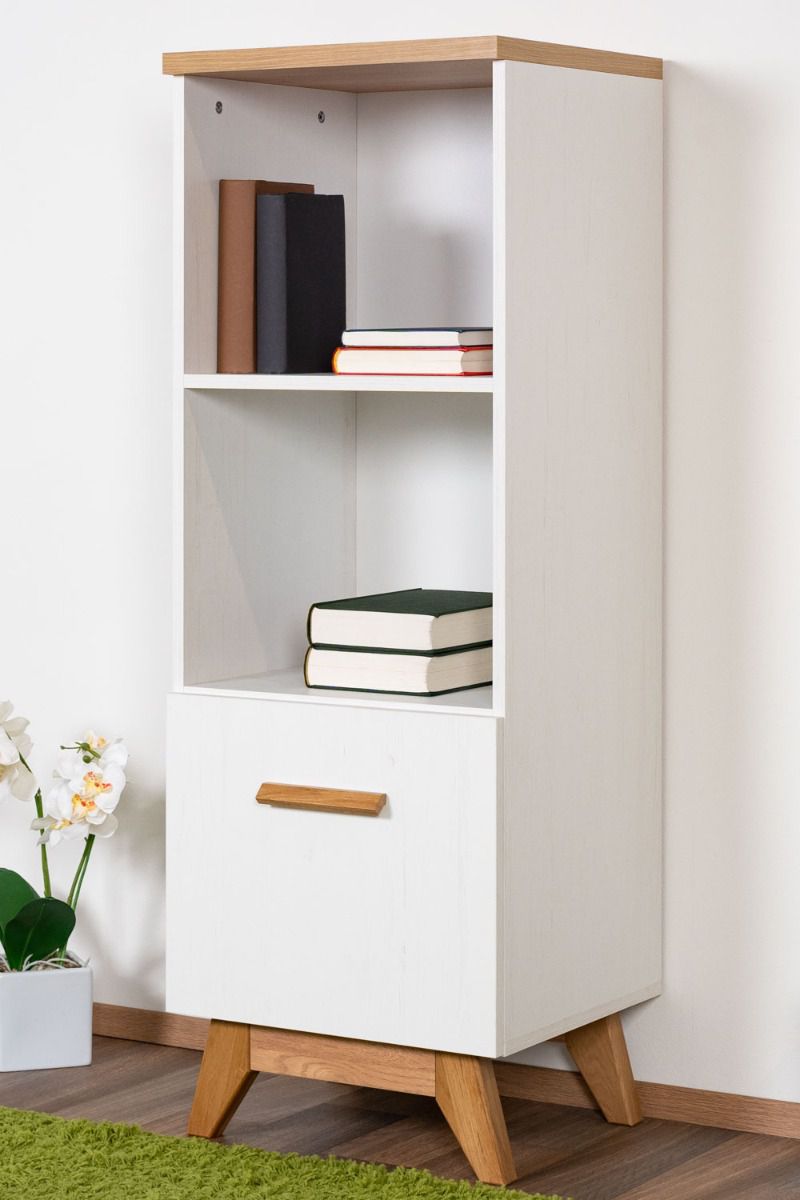 Scaffale "Panduros" 07, bianco pino / marrone marrone - 128 x 45 x 40 cm (h x l x p)