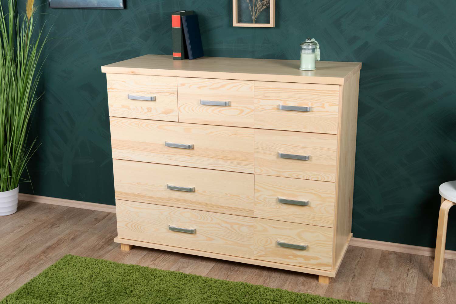 Cassettiera in pino massello naturale "Columba 20" - 101 x 121 x 50 cm (h x l x p)