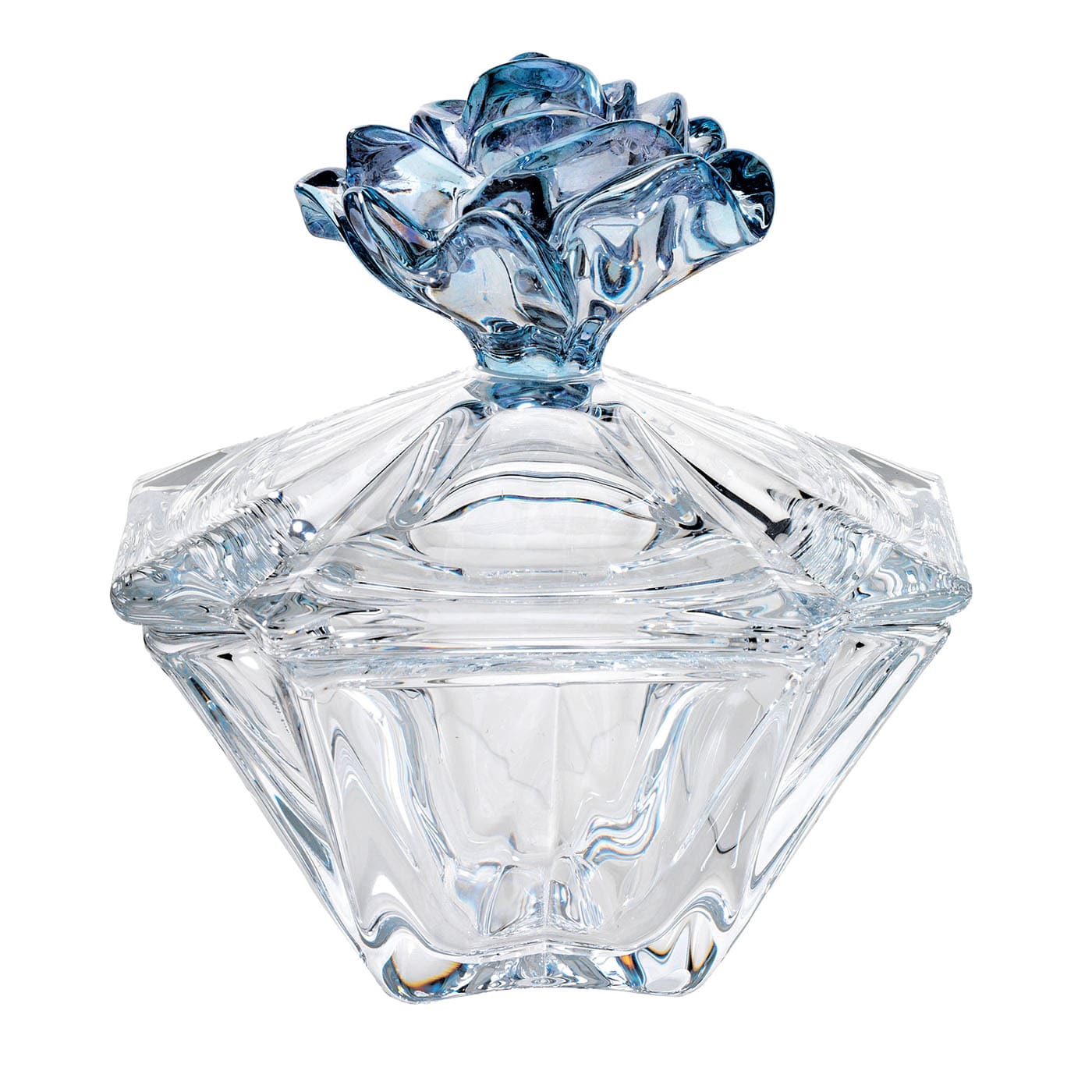 Scatola Milano bicolore sfaccettata con pomello a forma di fiore #1