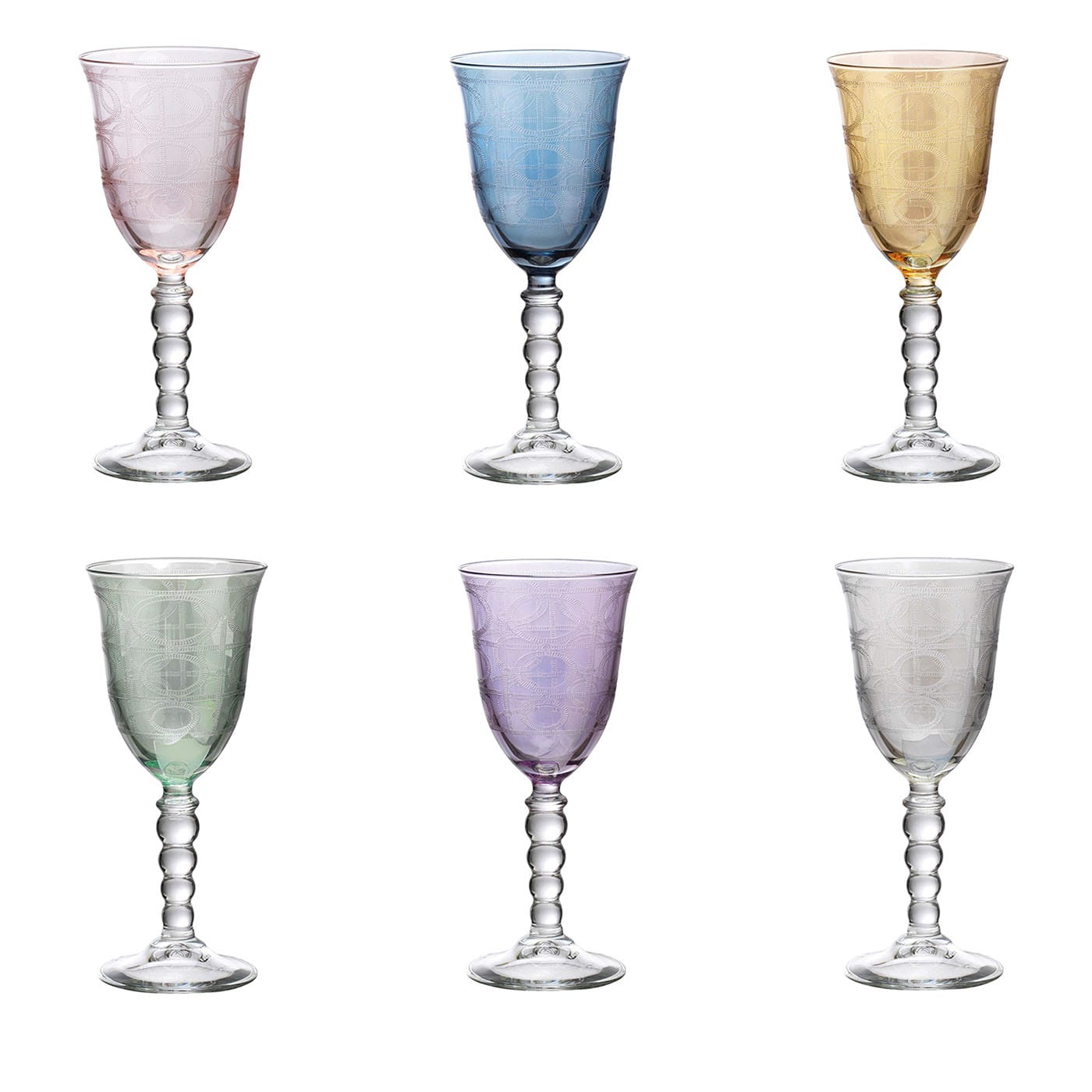 Set di 6 bicchieri da vino a fantasia Perle Polychrome