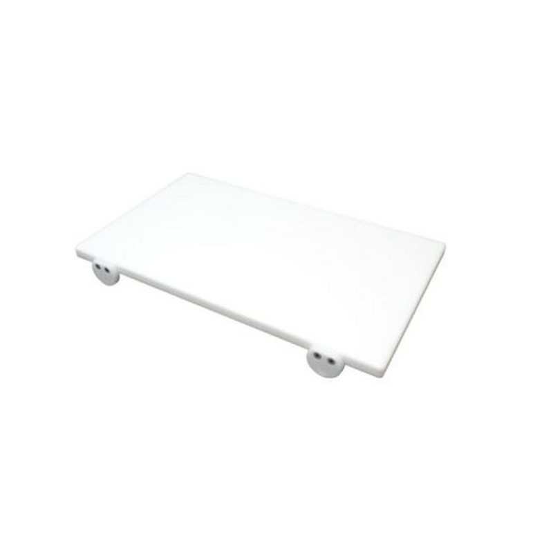 TAGLIERE BIANCO IN POLIETILENE 50X30X2 CM. CON 2 FERMI APPLICATI EUROCEPPI
