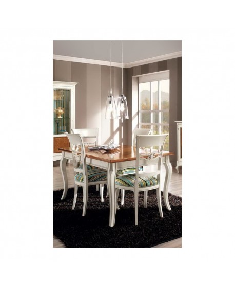 tavolo legno massello con intarsio allungabile bicolore - vari colori